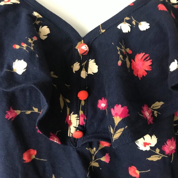 NWT St. John's Bay Navy Blue w/Pink & Ivory Flowers Sleeveless Top X-Large - Picture 4 of 11